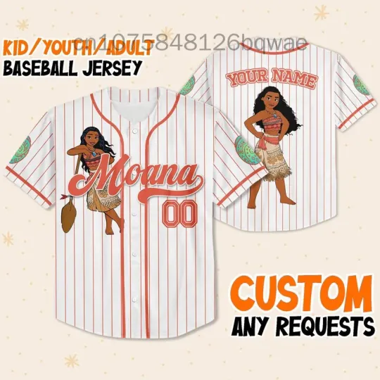 Summer New Disney Moana Princess Baseball Jersey