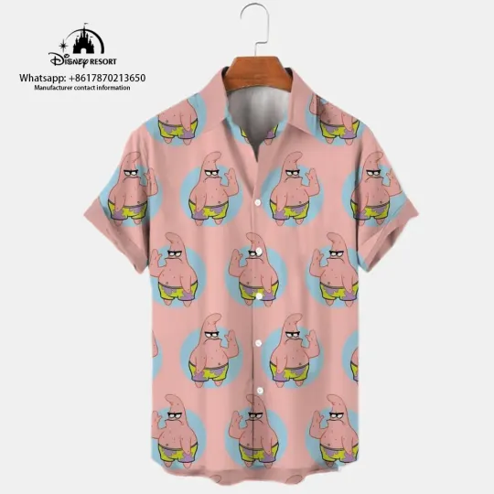 2023 Summer New Harajuku Casual Shirt Cute Spongebob Anime Shirt