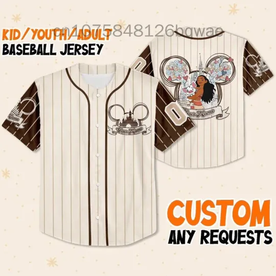 Summer New Disney Moana Princess Baseball Jersey