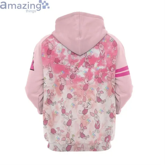 Pink Piglet Pattern Raglan Disney Cartoon Graphic 3D Hoodie