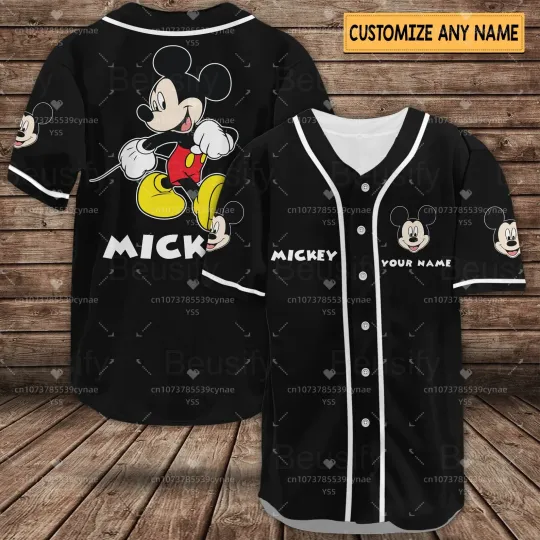 Disney Baseball Jersey Custom Name Women's Mickey Baseball Jersey