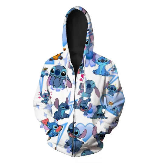 Discover Disney Stitch Hoodie, 3D Zip Hoodie