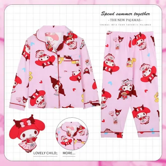 Sanrio Hello Kitty Cinnamoroll Kuromi Girls Pajama Sets