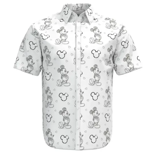 Disney Hawaiian Shirt Fashion Mickey Mouse Sketch Doodle Shirt