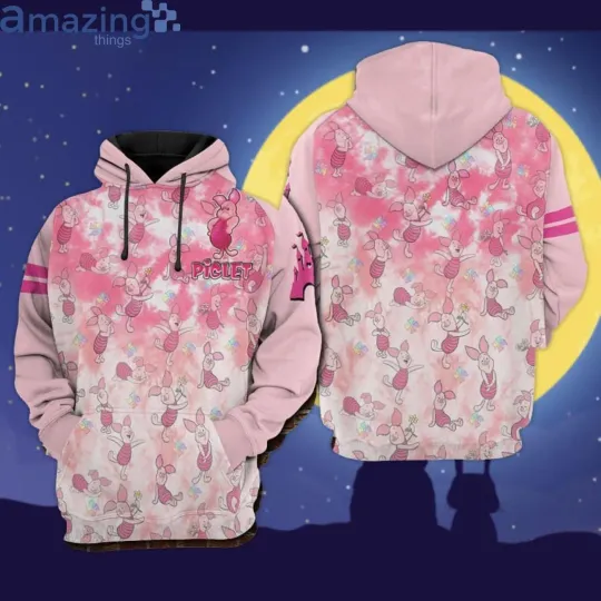 Pink Piglet Pattern Raglan Disney Cartoon Graphic 3D Hoodie
