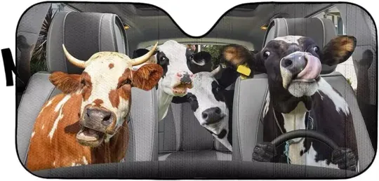 Farm Cow Animal Driver Car Sun Sunshade