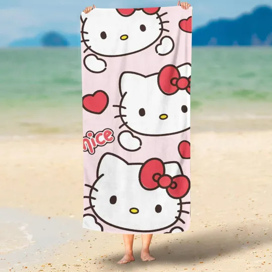 Sanrio Hello Kitty Quick Dry Microfiber Towels, Men and Women, Large Soft Skin-Friendly, Cute Beach Bathroom, Boys Girls Gift
