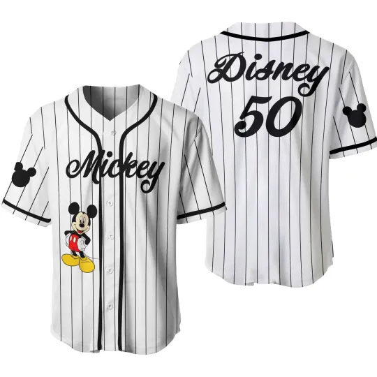 Mickey Mouse Red Disney 50th Anniversary Baseball shirt Disneyland Magic Kingdom Rainbow Black Disney Baseball  Shirt