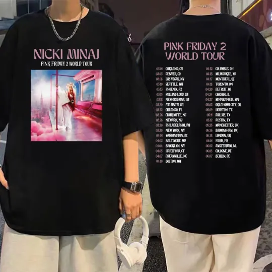 Singer Nicki Minaj Pink Friday 2 World Tour Graphic T Shirts