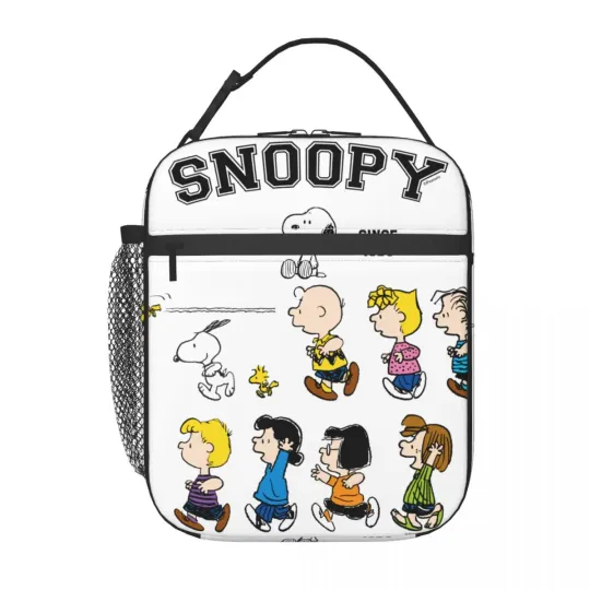Snoopy Cartoon The Gang Moving Forward Insulated Lunch Bag, Snoopy Lunch Bag
