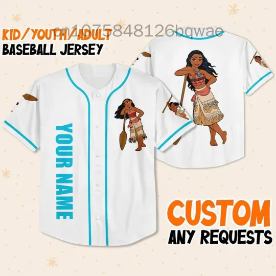 Summer New Disney Moana Princess Baseball Jersey