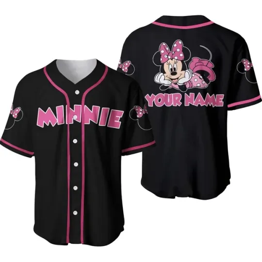 Disney 50th Anniversary Mickey Mouse Black Rainbow Baseball Jersey Custom Name Disney Hawaiian Shirt Men Women Tops