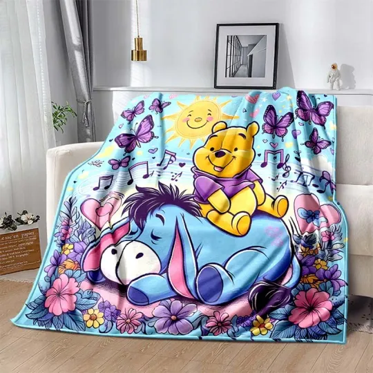6 Size Warm Soft Disney Winnie The Pooh Print Blanket Fluffy Throw Blanket