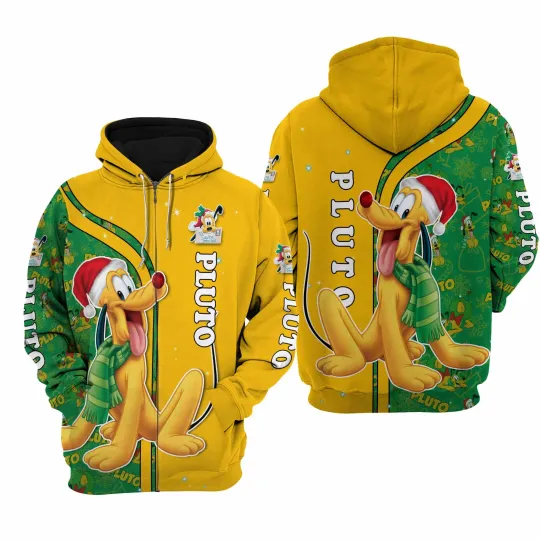 Pluto Dog Orange Disney 3D Zip Hoodie