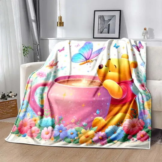 6 Size Warm Soft Disney Winnie The Pooh Print Blanket Fluffy Throw Blanket