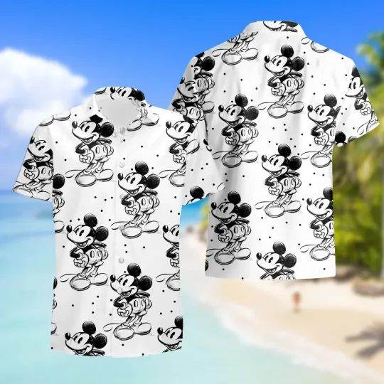 Disney Mickey Mouse Hawaiian, Disneyland Beach Shirt