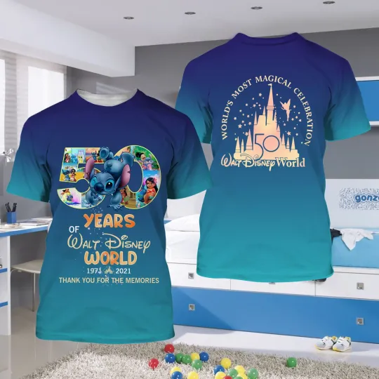 Lilo And Stitch 50th Anniversary Disney Shirt, Disney 3D Printed Shirt