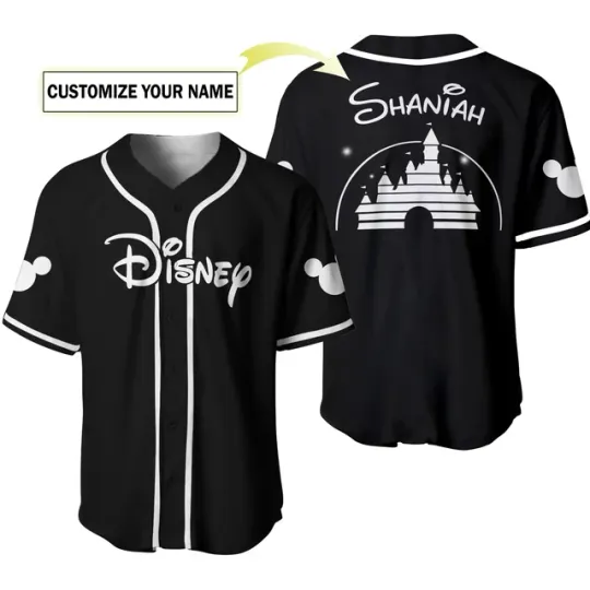 Disney 50th Anniversary Mickey Mouse Black Rainbow Baseball Jersey Custom Name Disney Hawaiian Shirt Men Women Tops