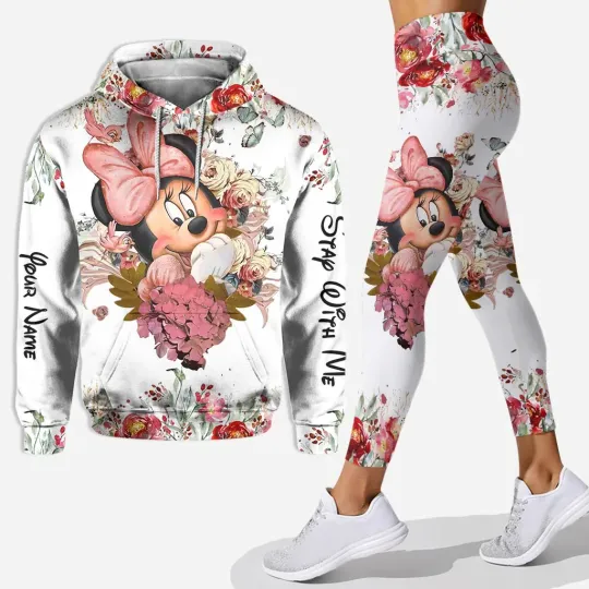 Custom Name Minnie Mickey 3D Women's Hoodie and Leggings Suit Disney