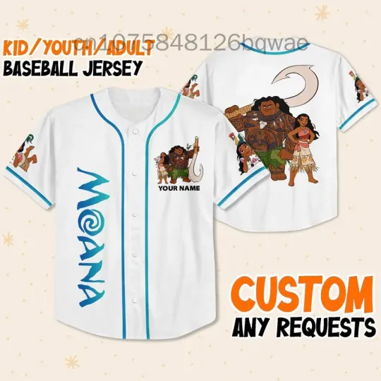 Summer New Disney Moana Princess Baseball Jersey