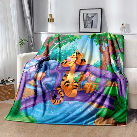 6 Size Warm Soft Disney Winnie The Pooh Print Blanket Fluffy Throw Blanket