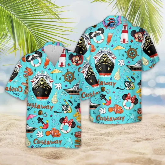 Disney Cruise Hawaiian, Mickey Cruise Hawaiian, Disneyland Mickey And Friends Shirt