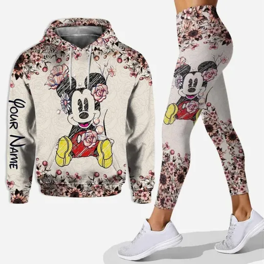 Personalized Disney Mickey Mouse Minnie 3D Hoodie Leggings Set