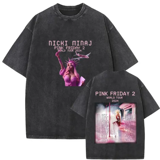 Rapper Nicki Minaj Pink Friday 2 2024 World Tour Vintage T-shirt