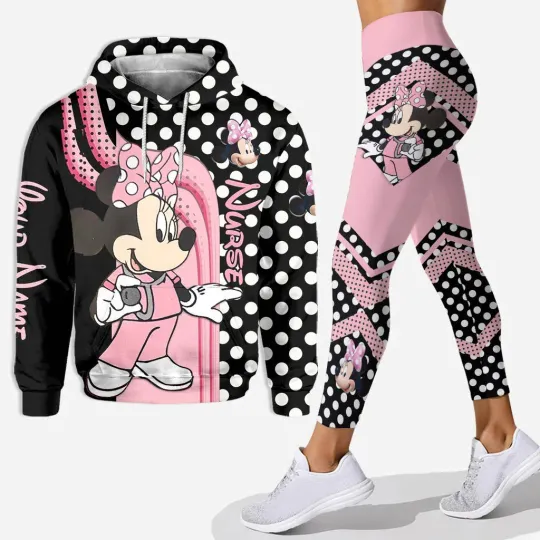 Personalized Disney Mickey Mouse Minnie 3D Women's Hoodie and Leggings Set