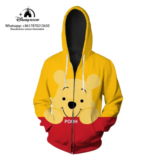 Disney Winnie The Pooh Hoodie, 3D Zip Hoodie