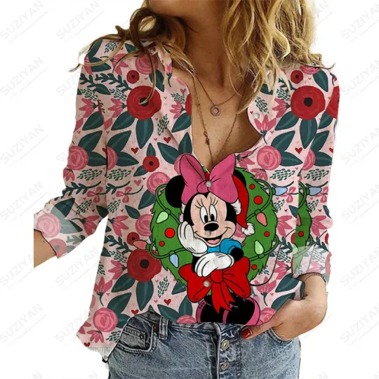 Disney Minnie Casual Tops Women'S Fashion Printed Tops