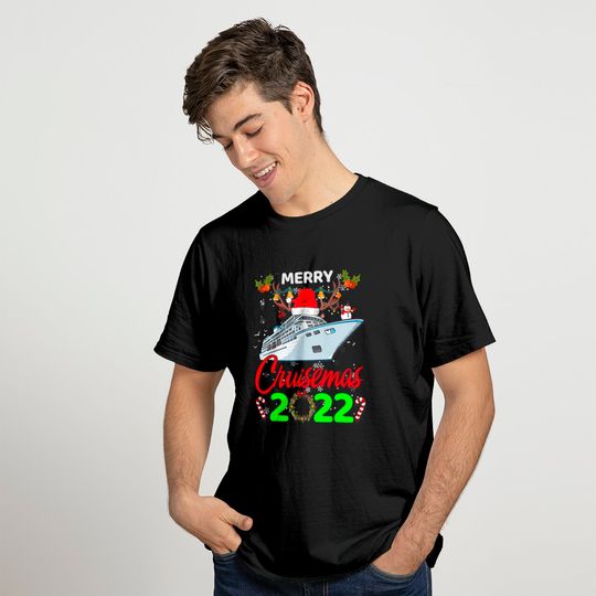 Merry Cruisemas 2022 Santa Reindeer Cruise Funny Christmas T-Shirt