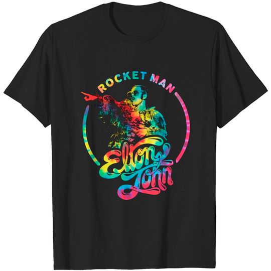 Elton John Rocket Man Circle Tie Dye Logo T-Shirts