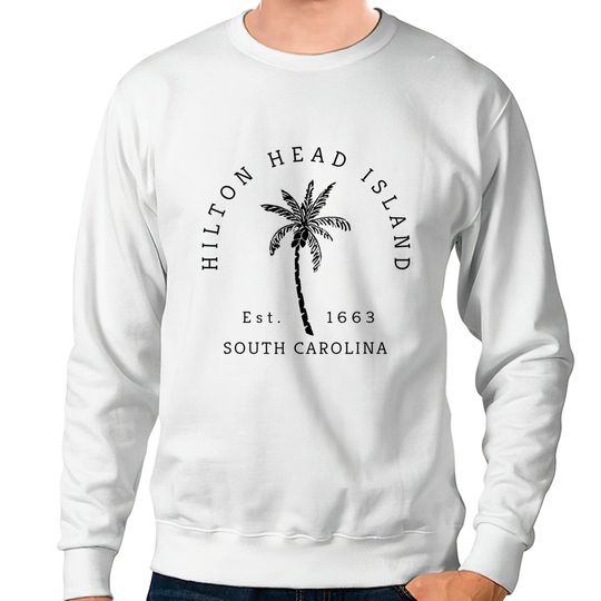 Retro Cool Original Hilton Head Island Palm Tree Novelty Art Sweatshirts