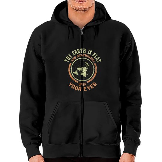 Flat Earth And Stationary Vintage Conspiracy Zip Hoodie