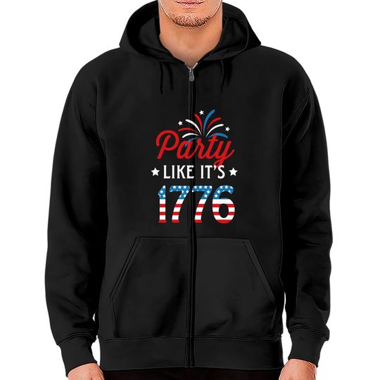 Instant Message Party Like Its 1776 - Women's Short Sleeve Graphic Zip Hoodie