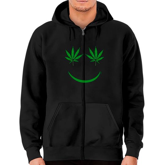 Pot Leaf Smiley Face Weed Zip Hoodie