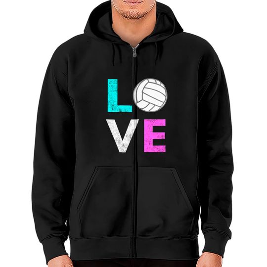 Love Volleyball Best Zip Hoodie
