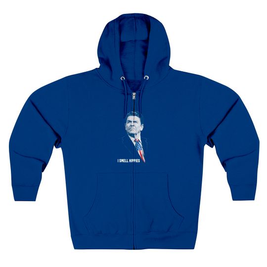 Ronald Reagan I Smell Hippies Zip Hoodie