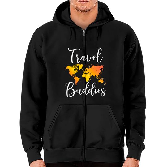 Travel Buddies Matching Couple Traveler Adventure Zip Hoodie
