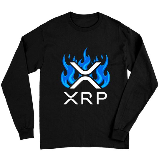 XRP - XRP Cryptocurrency - XRP Logo - Blue Flames - XRP Long Sleeve