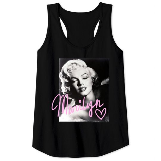Marilyn Monroe black and white, pink handwriting Tank Tops