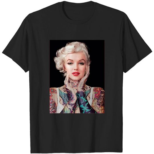Marilyn Monroe Tattoos Black Pop Culture Graphic T-Shirt