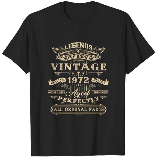 50th Birthday T-Shirt 50th Birthday Vintage For Legends Born 1972 50 Yrs Old