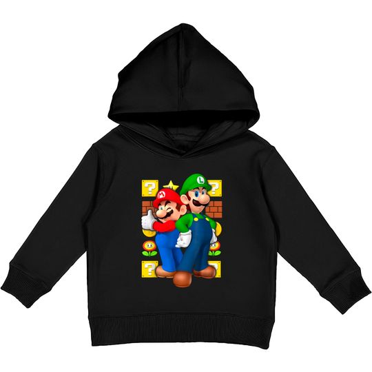 Mario Kids Pullover Hoodies Nintendo Super Mario Luigi Thumbs Up Graphic