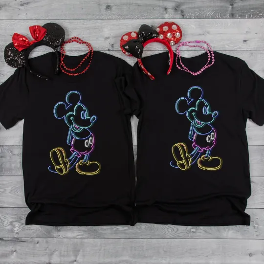 Neon Mickey Mouse Magic Kingdom  T-Shirt