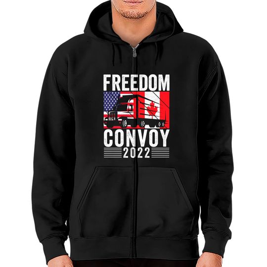 Freedom convoy 2022 American Canadian flag Zip Hoodies
