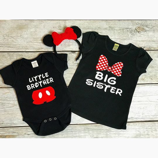 Personalized Disney Family Matching Shirts, Big Brother Little Sister Disney Shirt, Little Brother, Big Sister, Mickey Mouse, Minnie Mouse