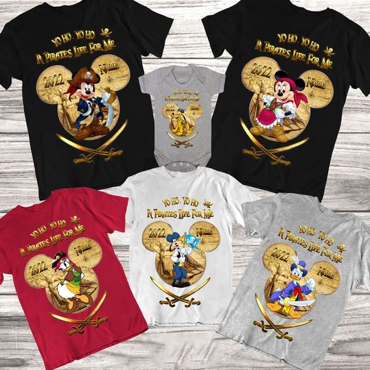 Disney Pirates Family Trip Disney Vacation 2022 Mickey Mouse Minnie Mouse Pirates Custom Shirt