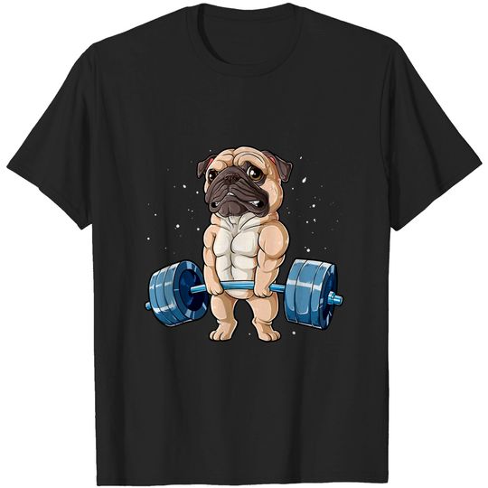 Pug Weightlifting Funny Deadlift Men Fitness Gym Workout Tee T-Shirt